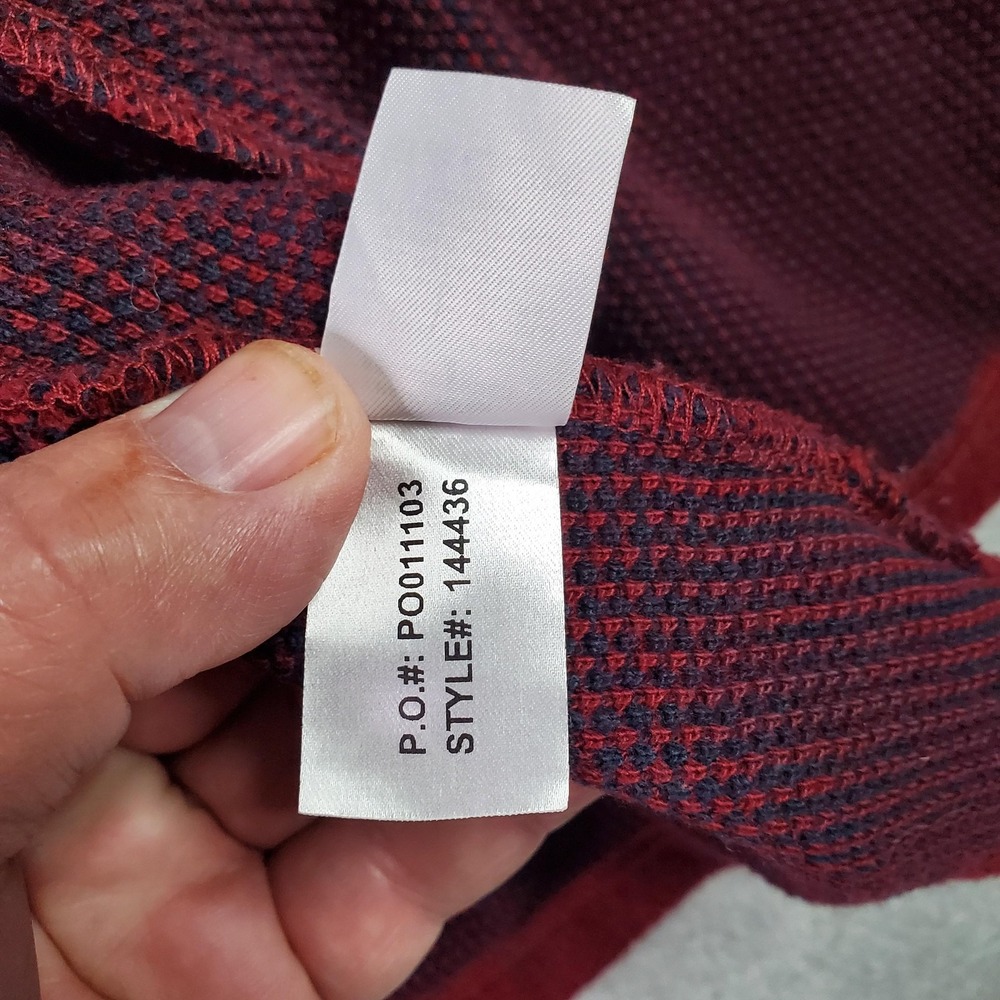 carbon2cobalt Shirt Jacket Mens Large Red Snap Front Waffle Knit Lined Pockets - Picture 12 of 15